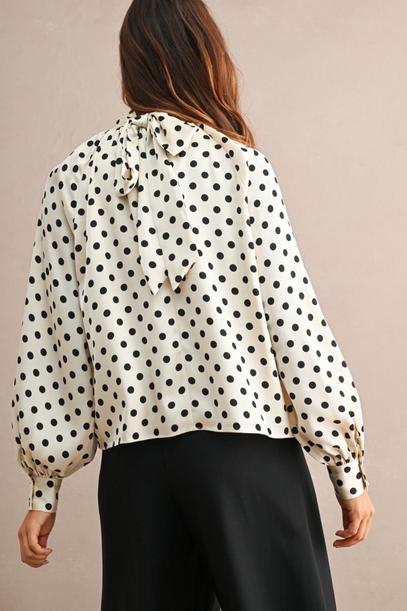 Lianna Cream Polka Dot Blouse