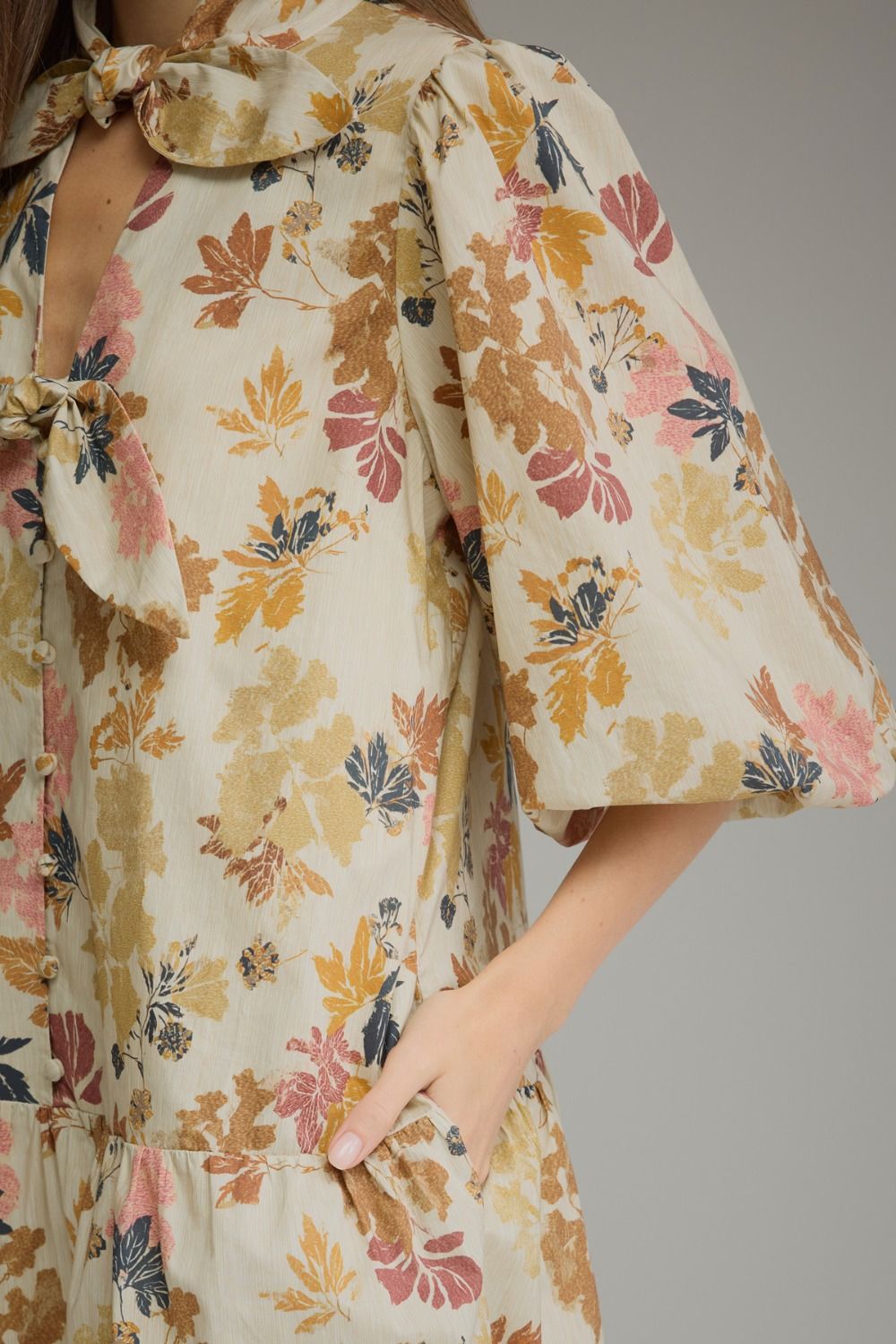 Fiorah Ecru Floral Babydoll Dress