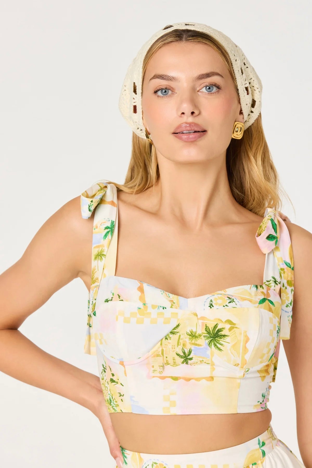 Kaleigh Ivory Lemon Print Bustier Top
