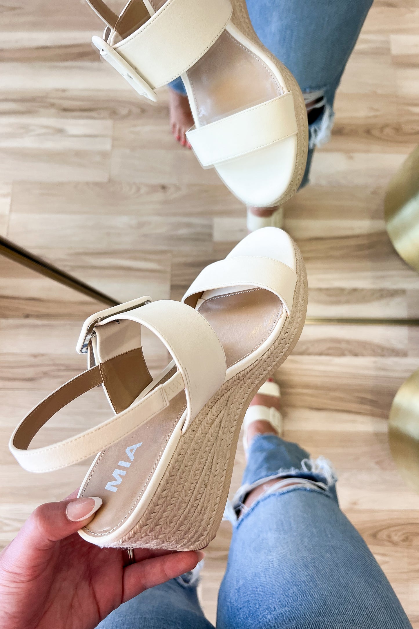 Brooke Cream Double Band Wedge Sandal - FINAL SALE