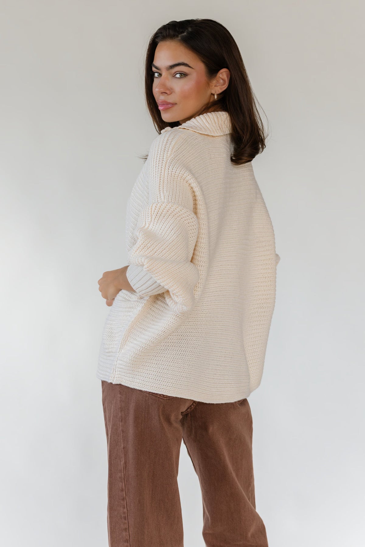 Greyson Cream Half Zip Sweater