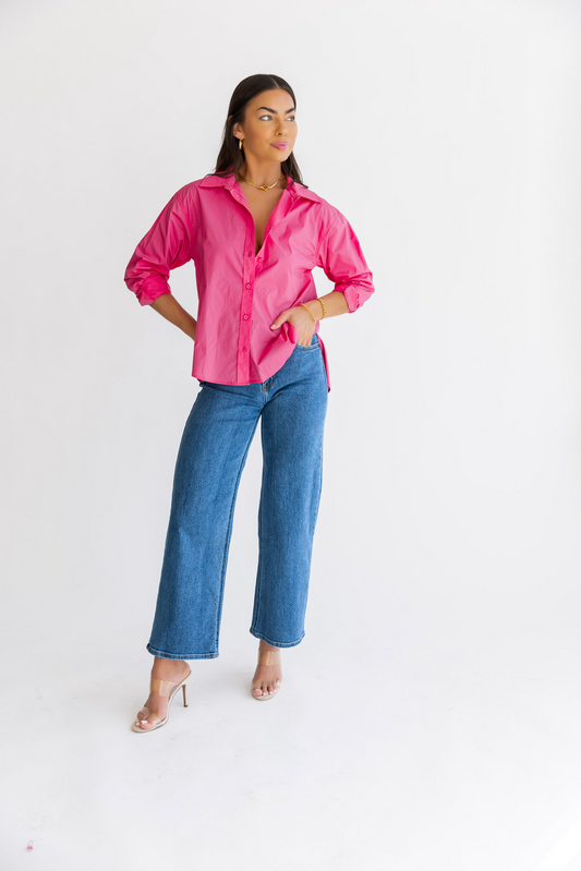 Selenia Pink Poplin Button Down Shirt - FINAL SALE