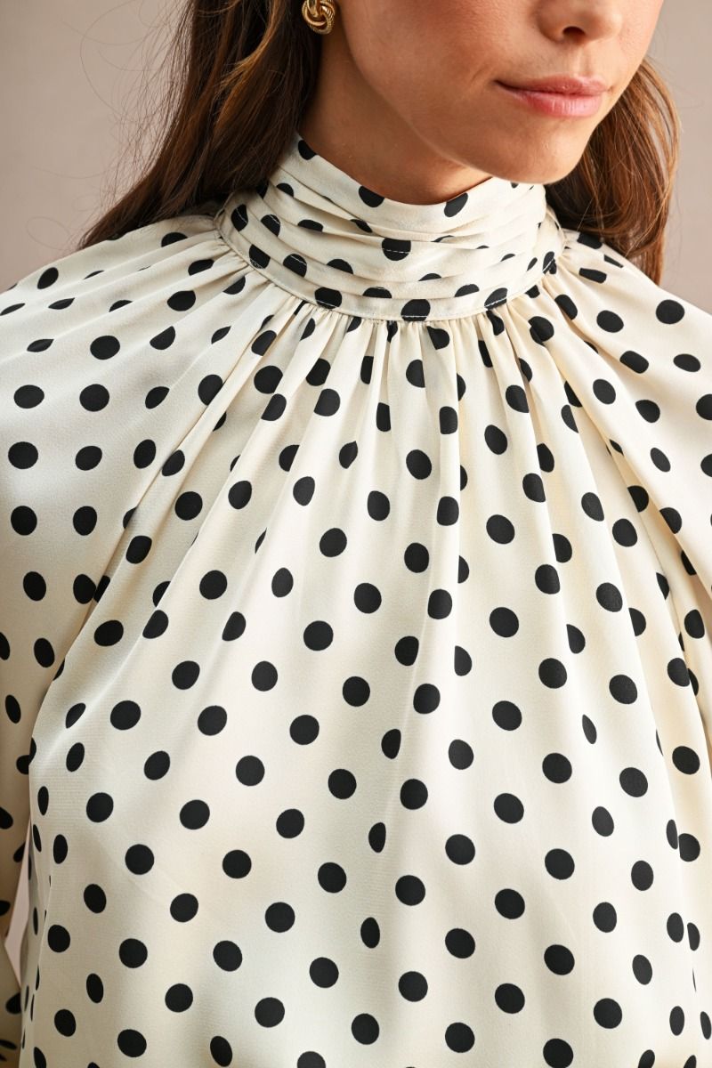 Lianna Cream Polka Dot Blouse