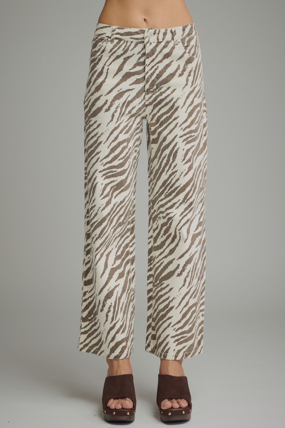 Ayla Tan Zebra Print Wide Leg Pants