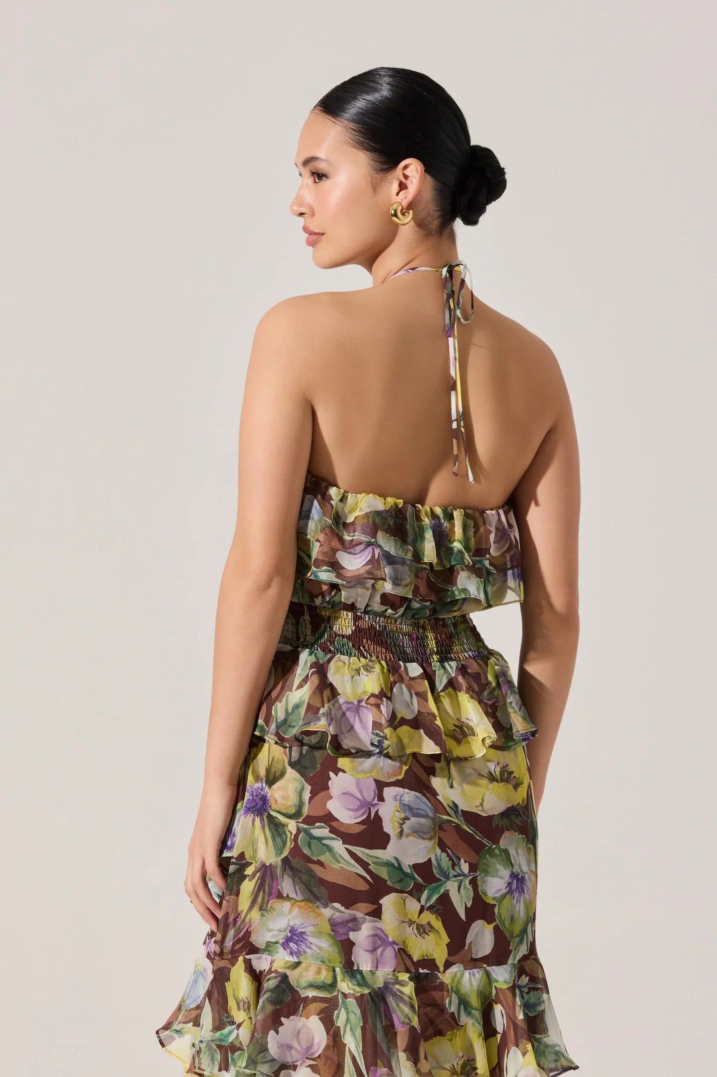 Elena Brown Halter Maxi Dress