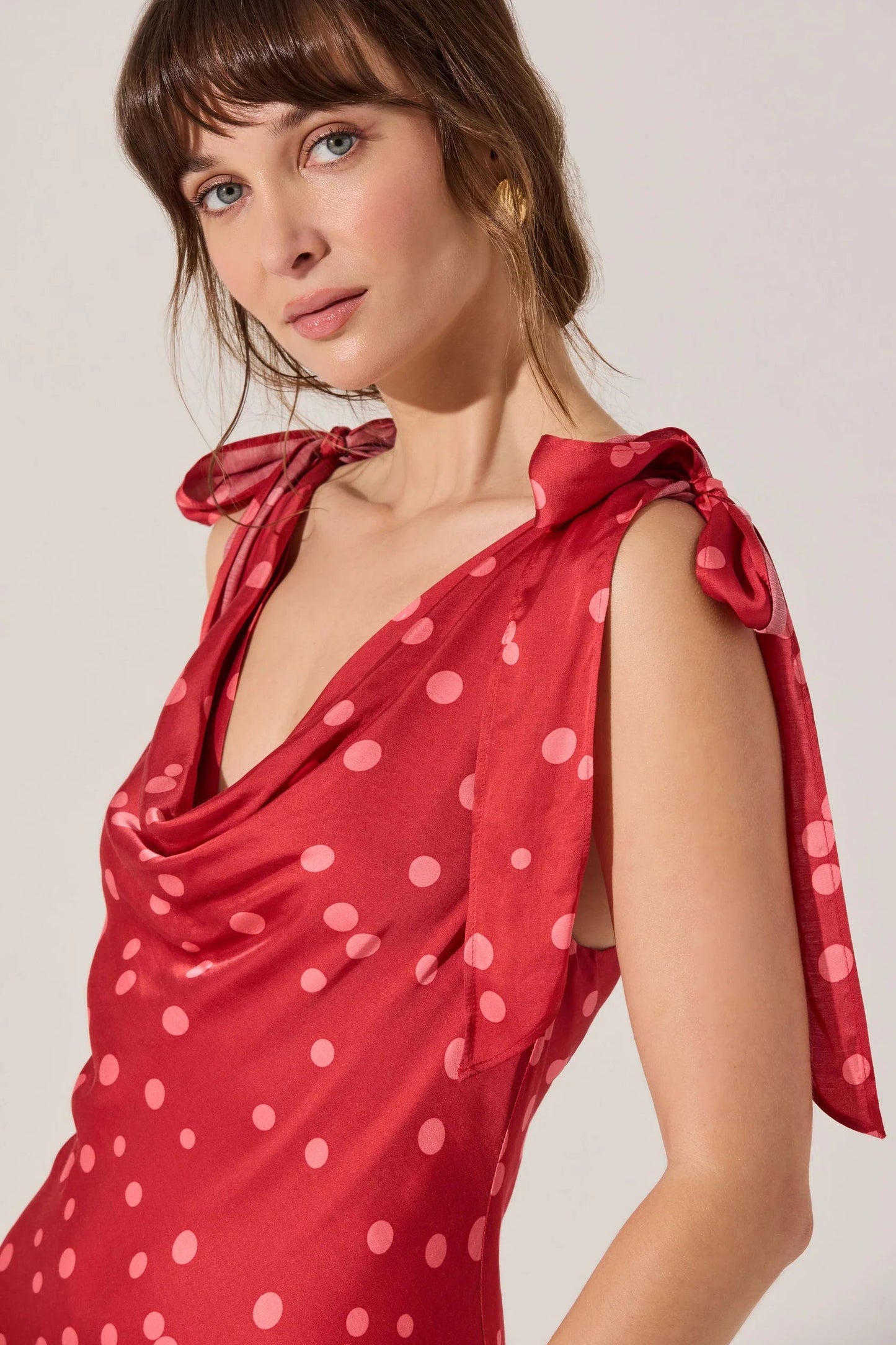 Allexina Red Polka Dot Midi Dress