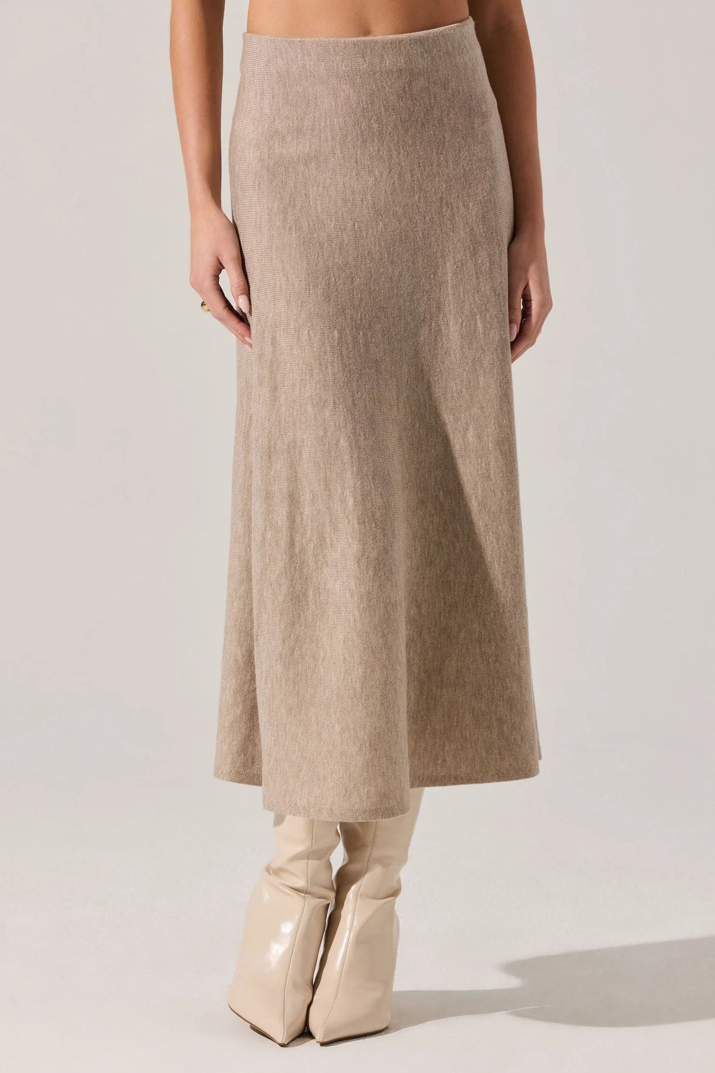 Deora Taupe Midi Sweater Skirt