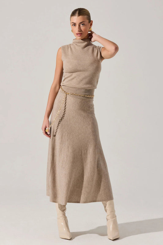 Deora Taupe Mock Neck Sweater Tank