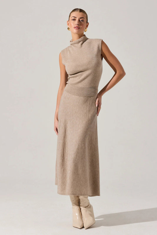 Deora Taupe Midi Sweater Skirt