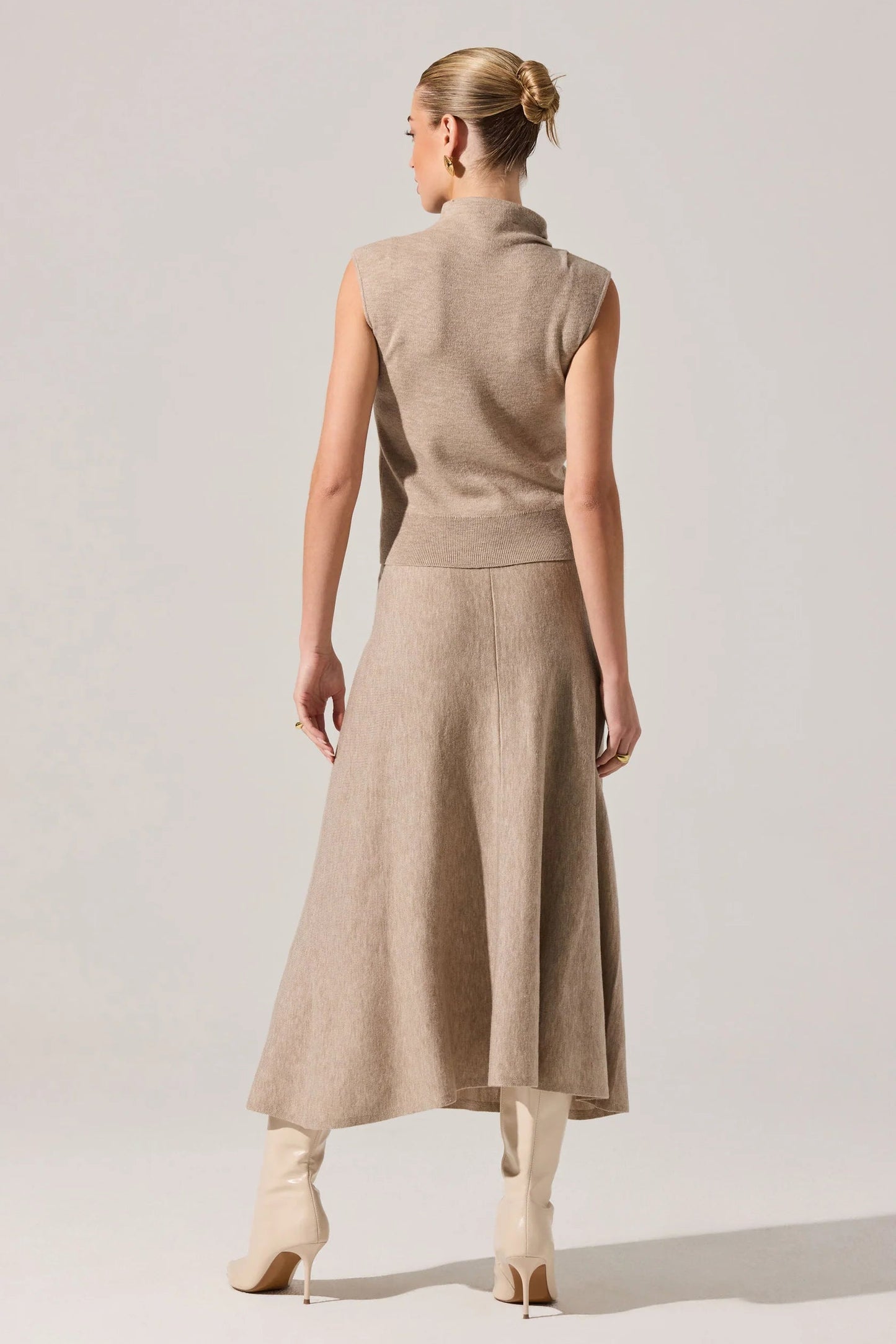 Deora Taupe Midi Sweater Skirt
