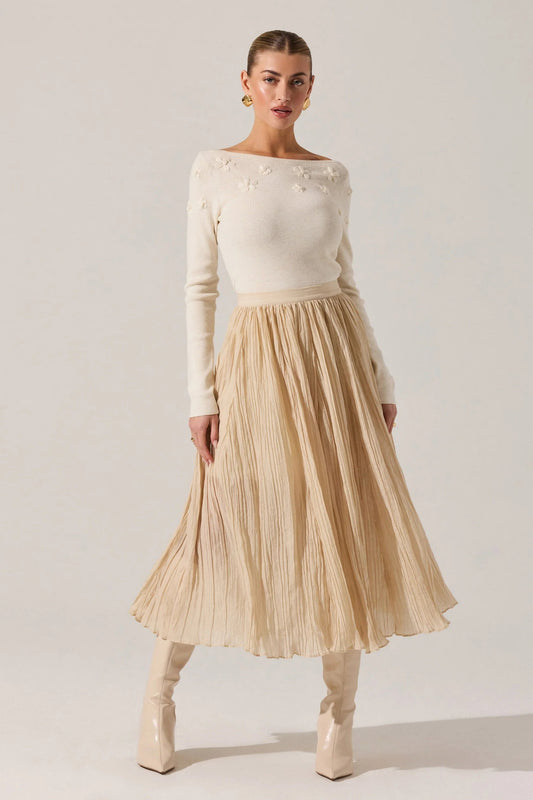 Bluma Ivory Embroidered Boatneck Sweater