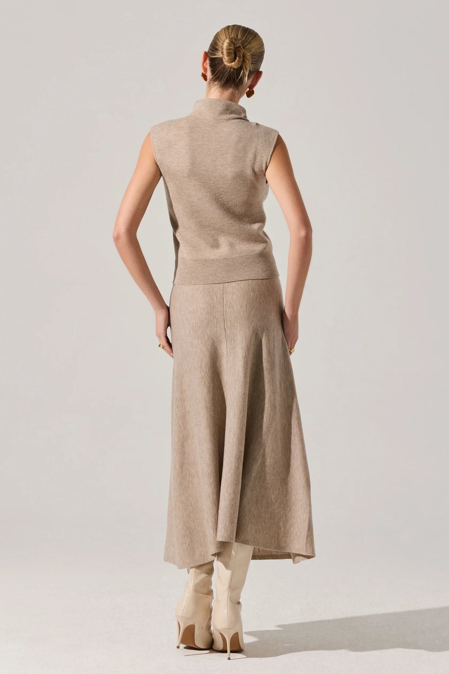 Deora Taupe Mock Neck Sweater Tank