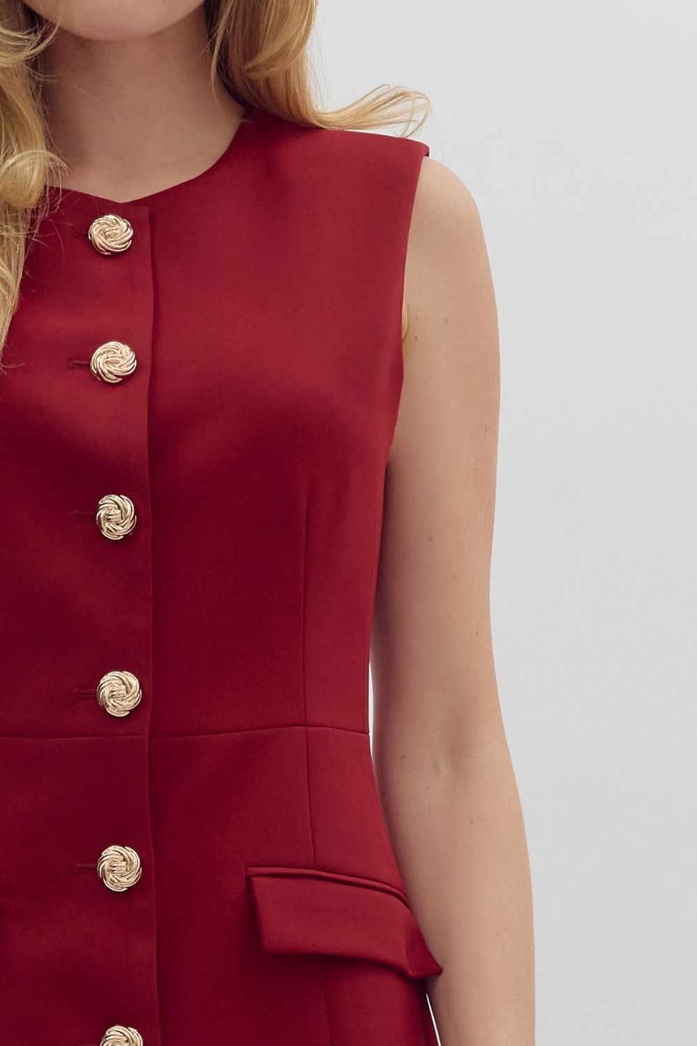 Darla Burgundy Fitted Sleeveless Dress