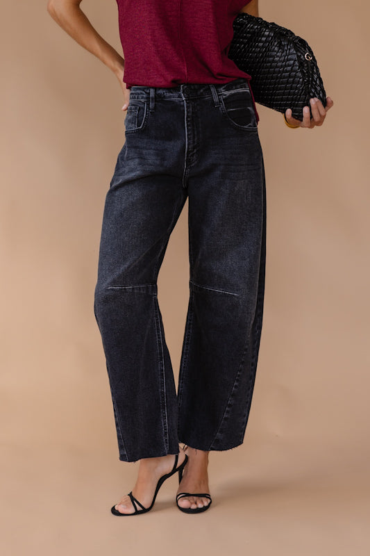 Tovah Washed Black Barrel Denim