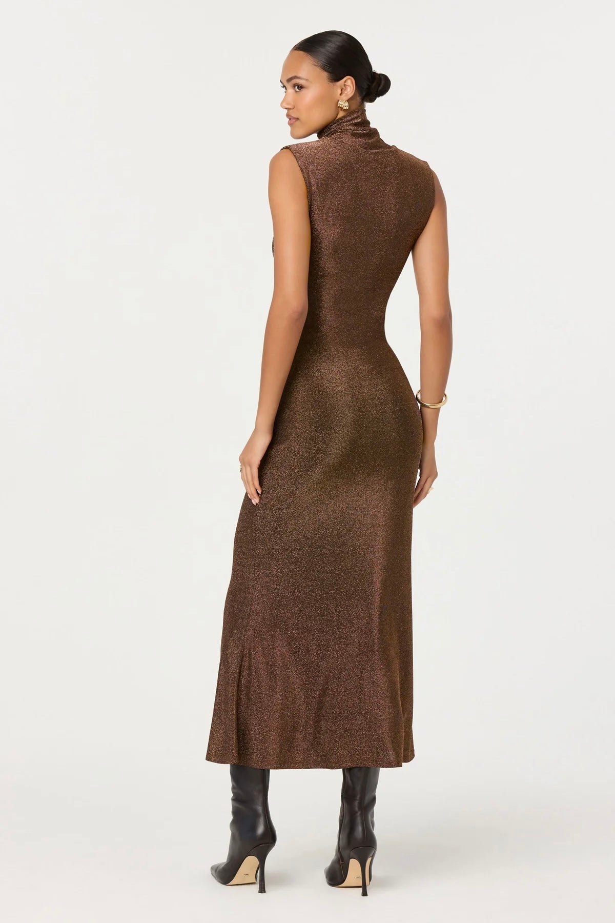 Riana Brown Metallic Maxi Dress - FINAL SALE