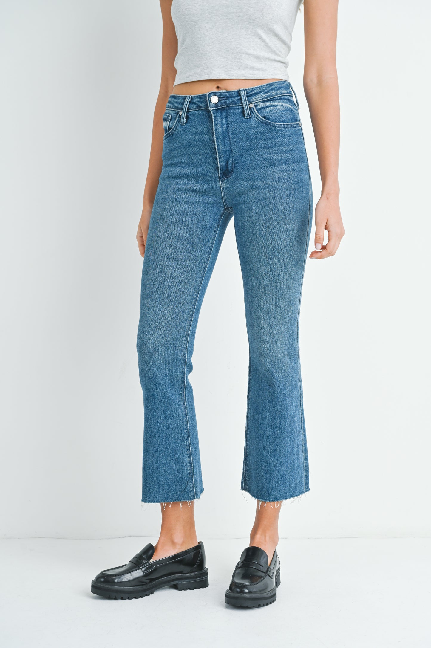 Elana Medium Wash Crop Flare Denim