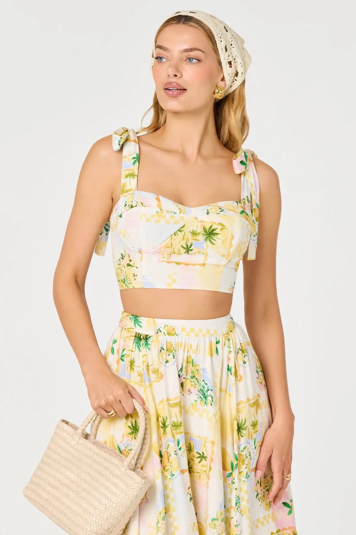 Kaleigh Ivory Lemon Print Bustier Top