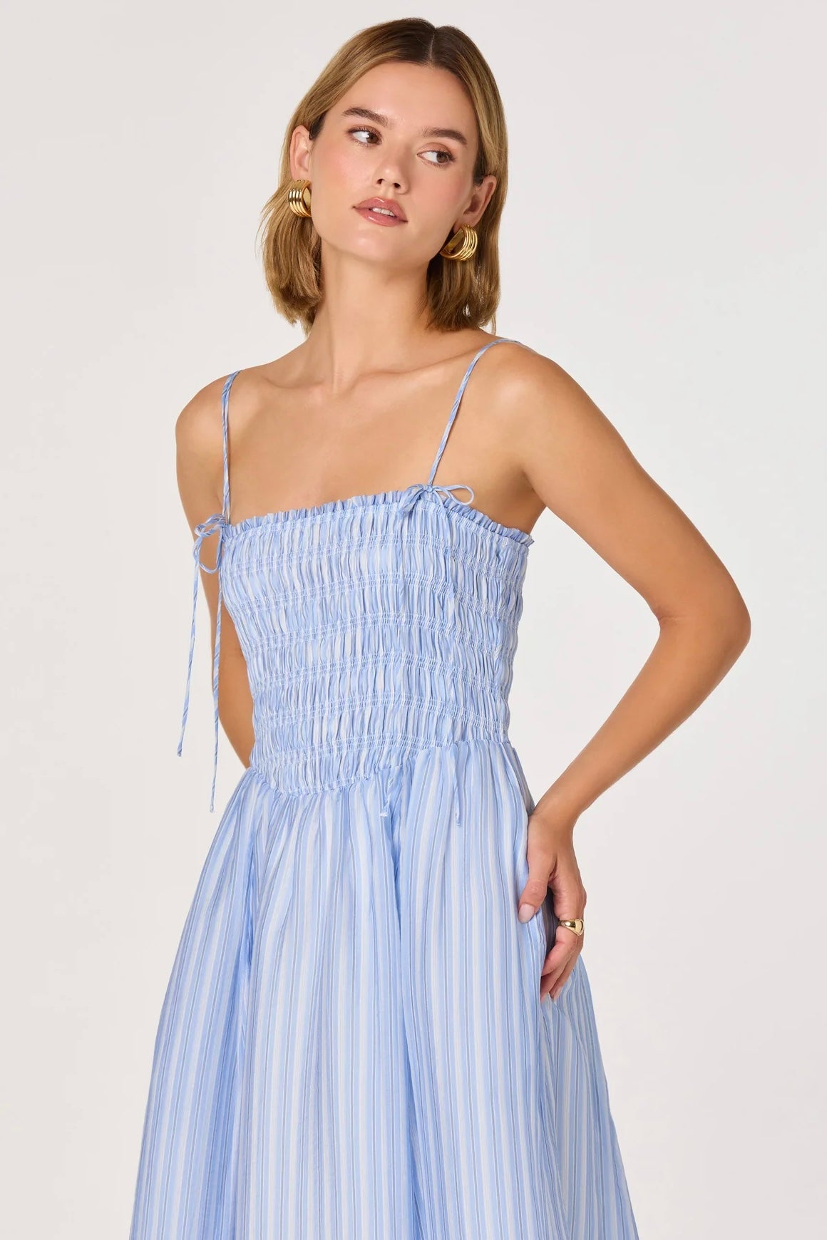 Lahela Blue Striped Midi Dress