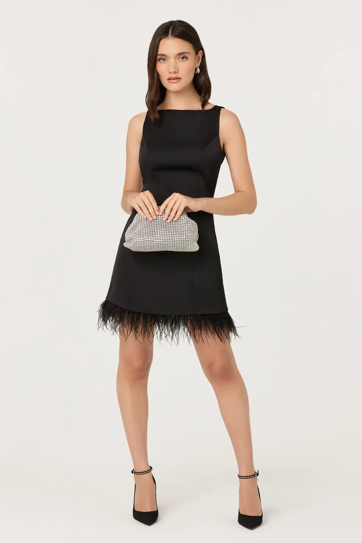 Alisanne Black Feather Trim Mini Dress - FINAL SALE