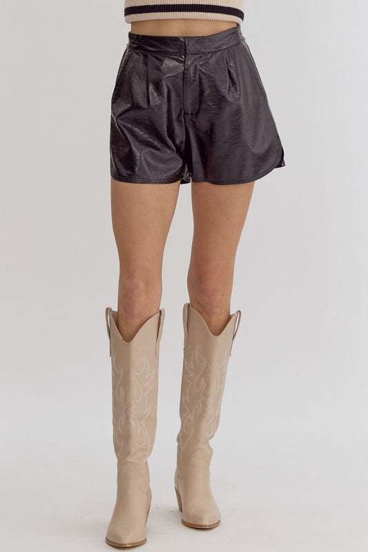 Celeste Black Faux Leather Shorts - FINAL SALE