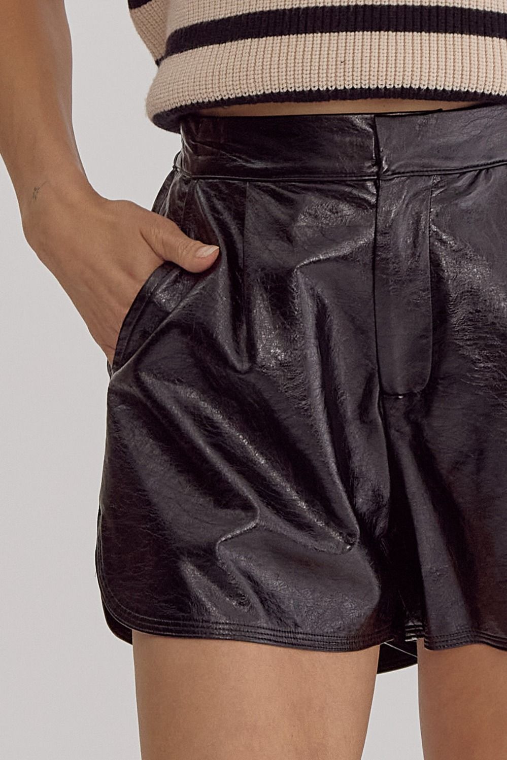 Celeste Black Faux Leather Shorts - FINAL SALE