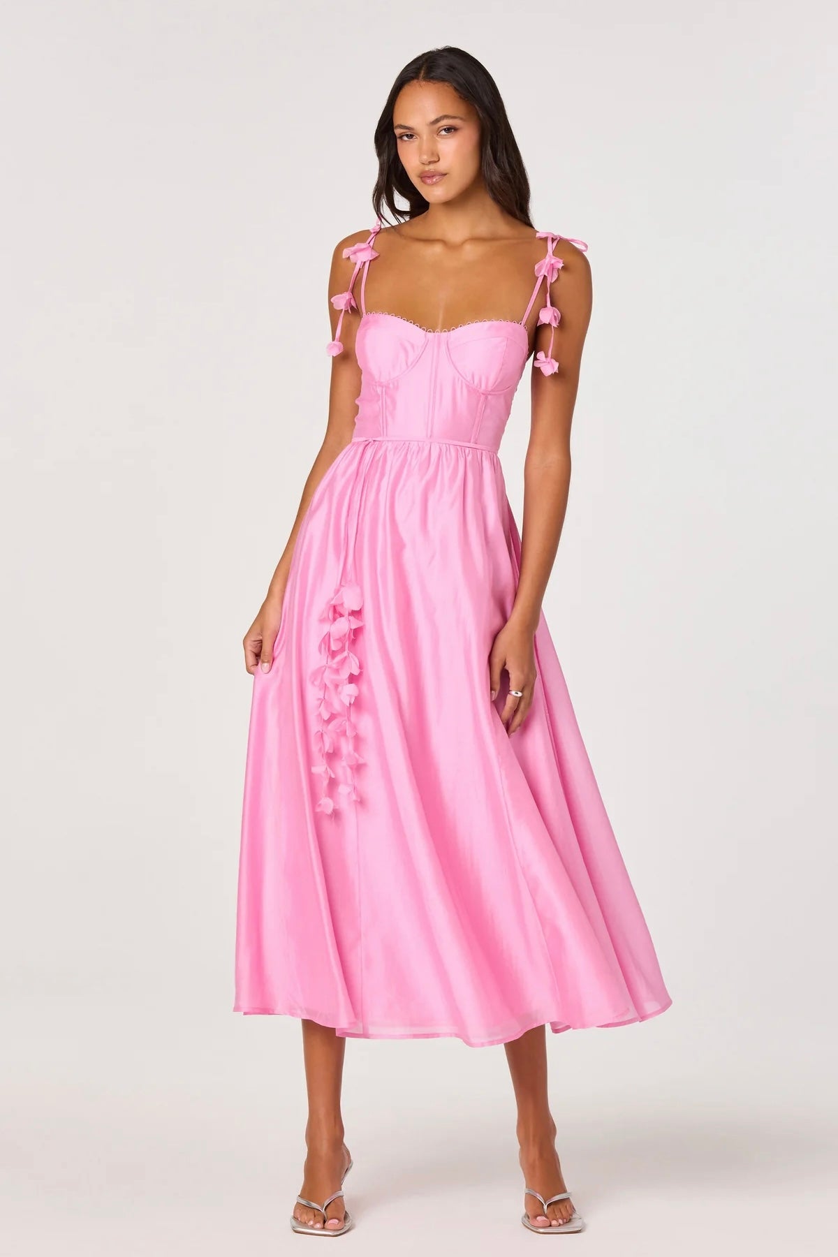 Halcyon Pink Appliqué Midi Dress