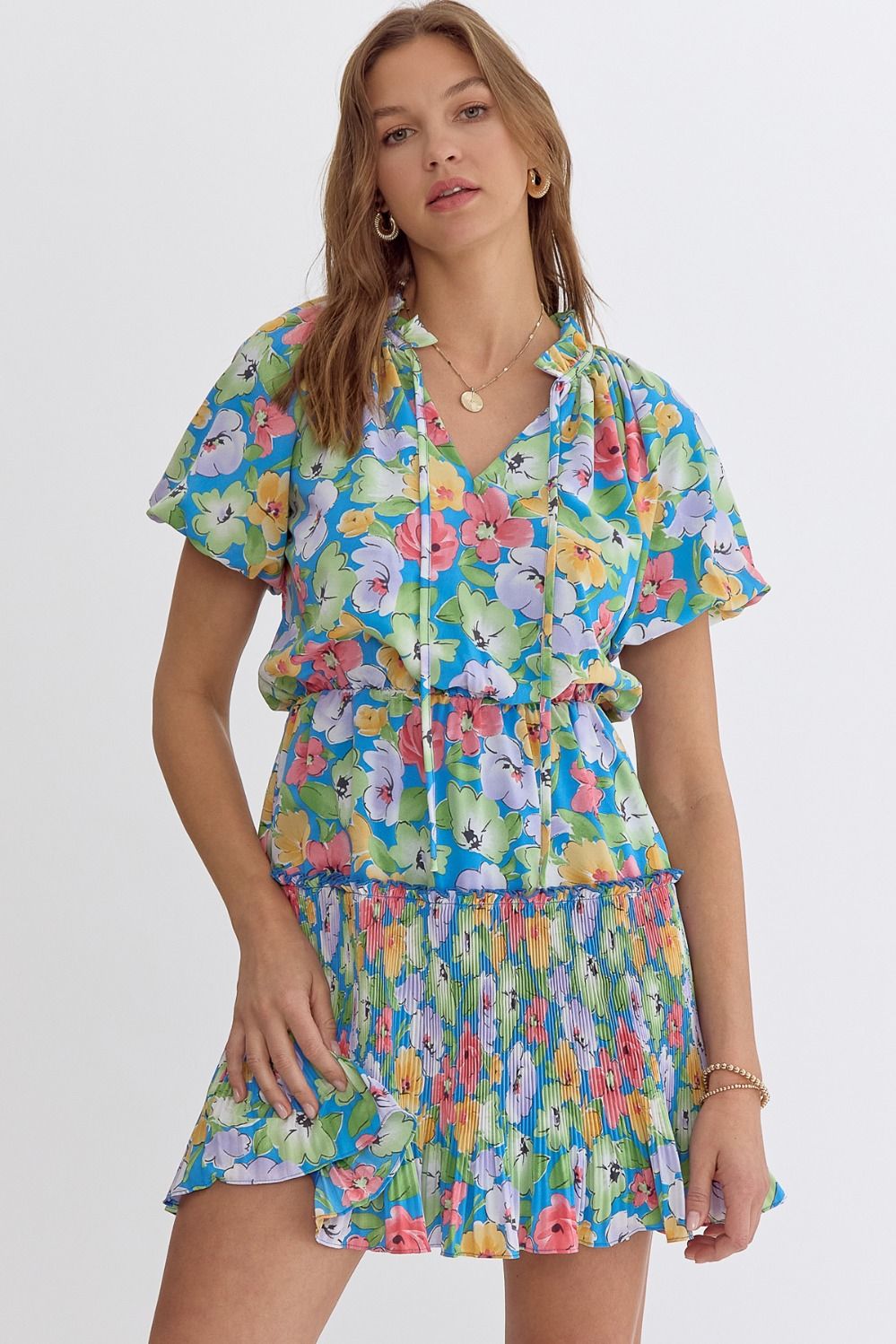 Emery Blue Floral Mini Dress - FINAL SALE