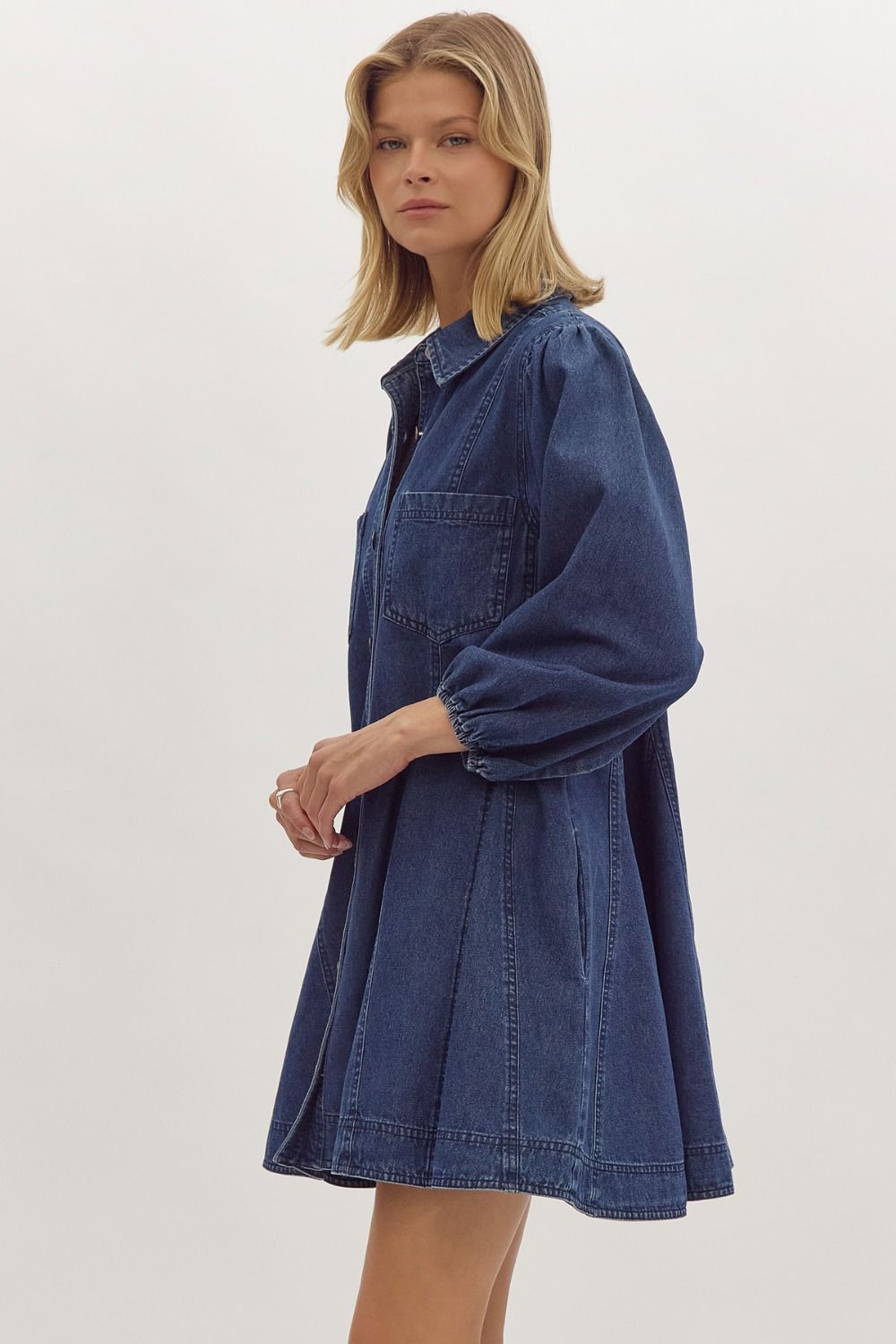 Mira Dark Denim A-Line Dress