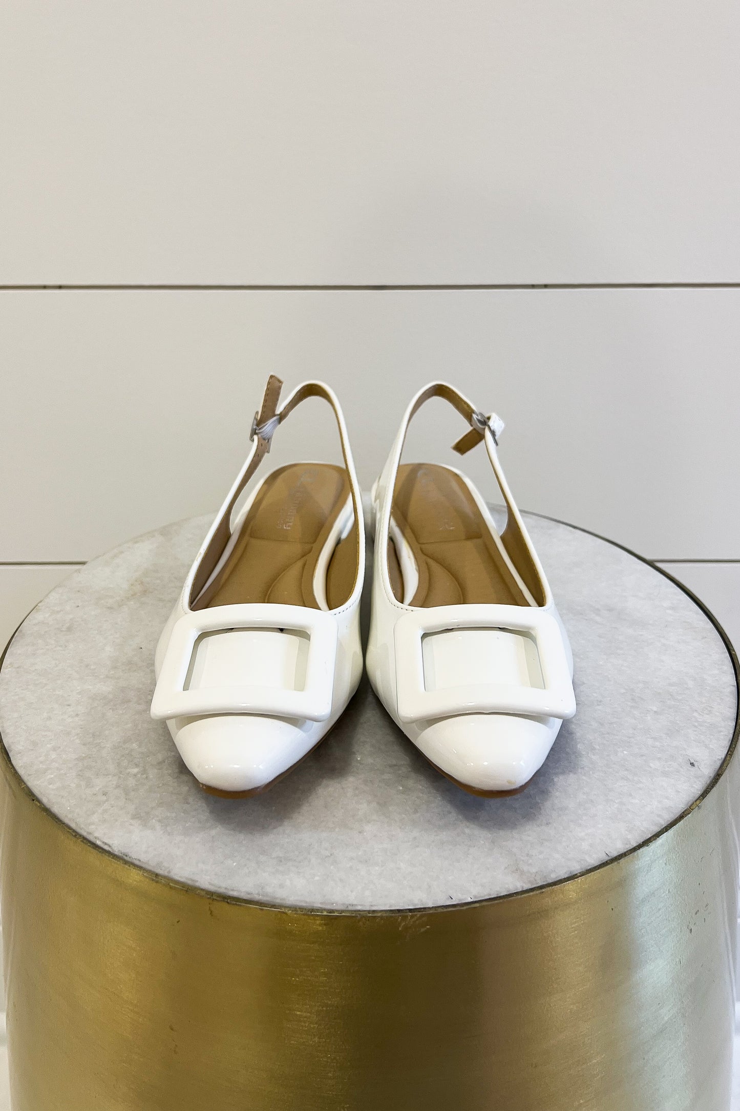 Vara White Patent Ballerina Flat