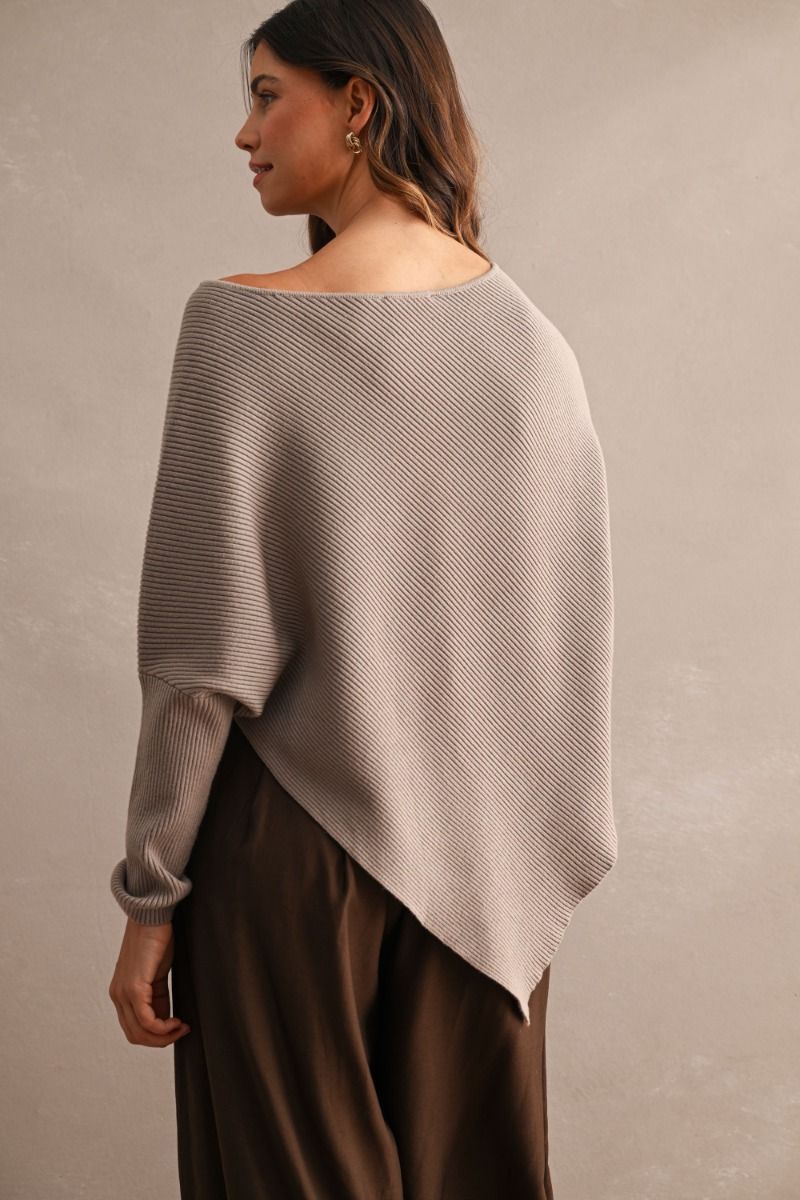 Bellmont Mocha Ribbed Asymmetrical Top