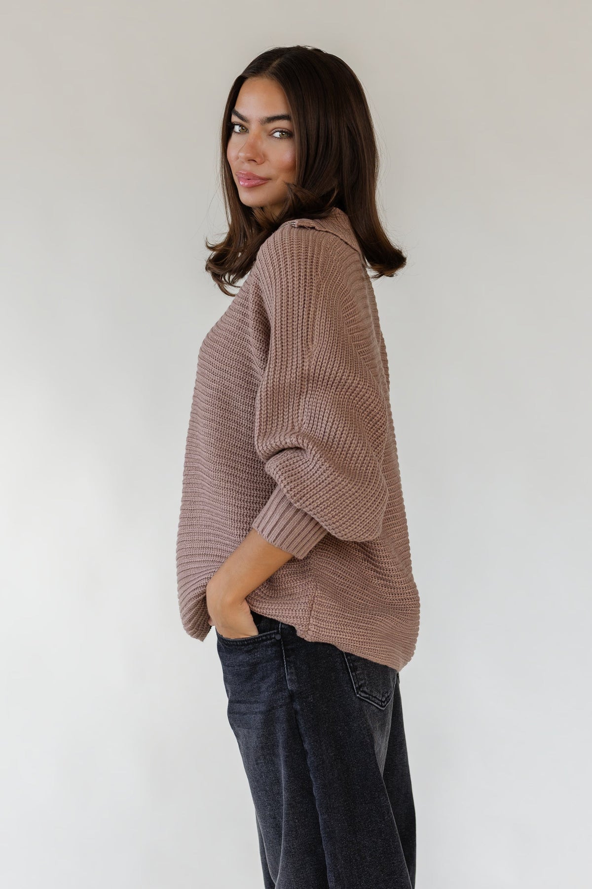Greyson Mocha Half Zip Sweater