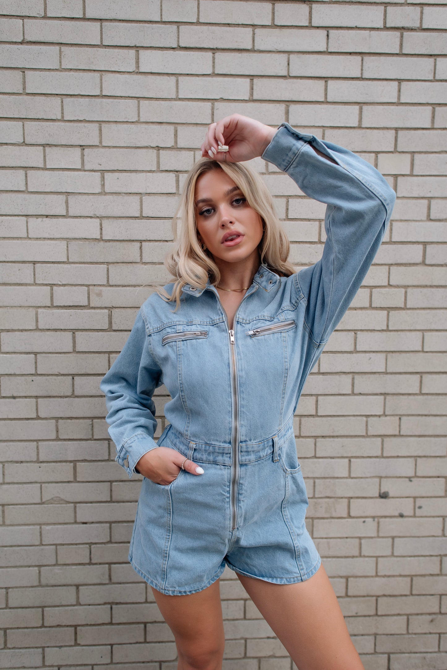 Denim Dreamland Light Wash Denim Romper - FINAL SALE