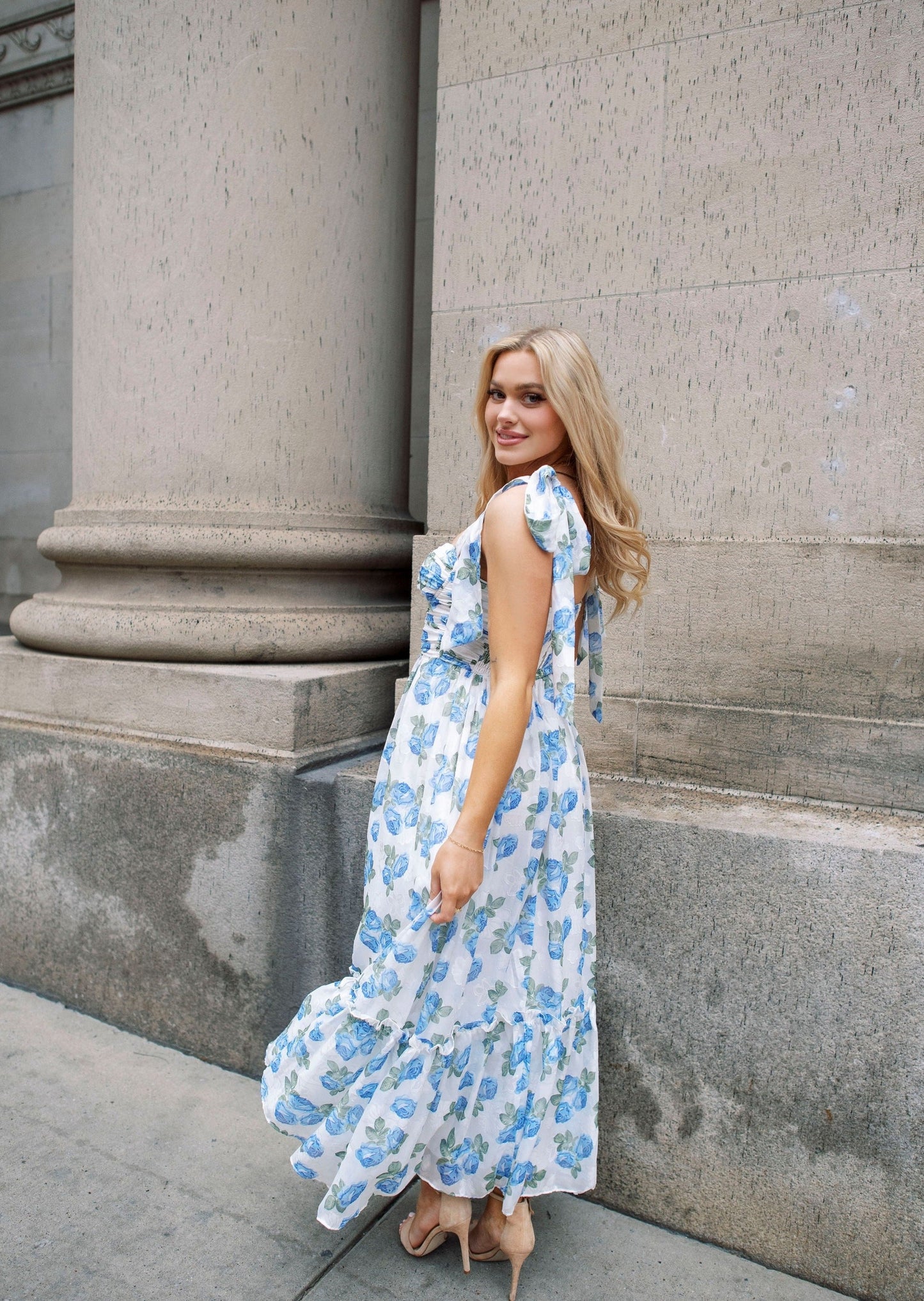 Sweet Serenade Blue Floral Maxi Dress