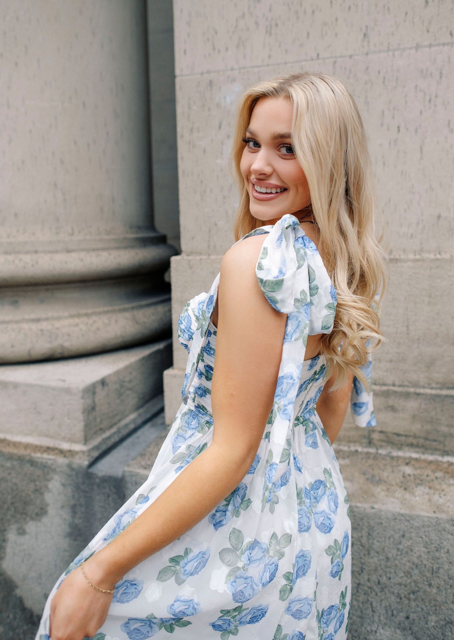 Sweet Serenade Blue Floral Maxi Dress