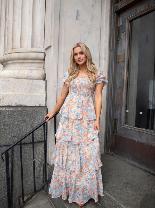 Garden Goddess Orange Floral Dress