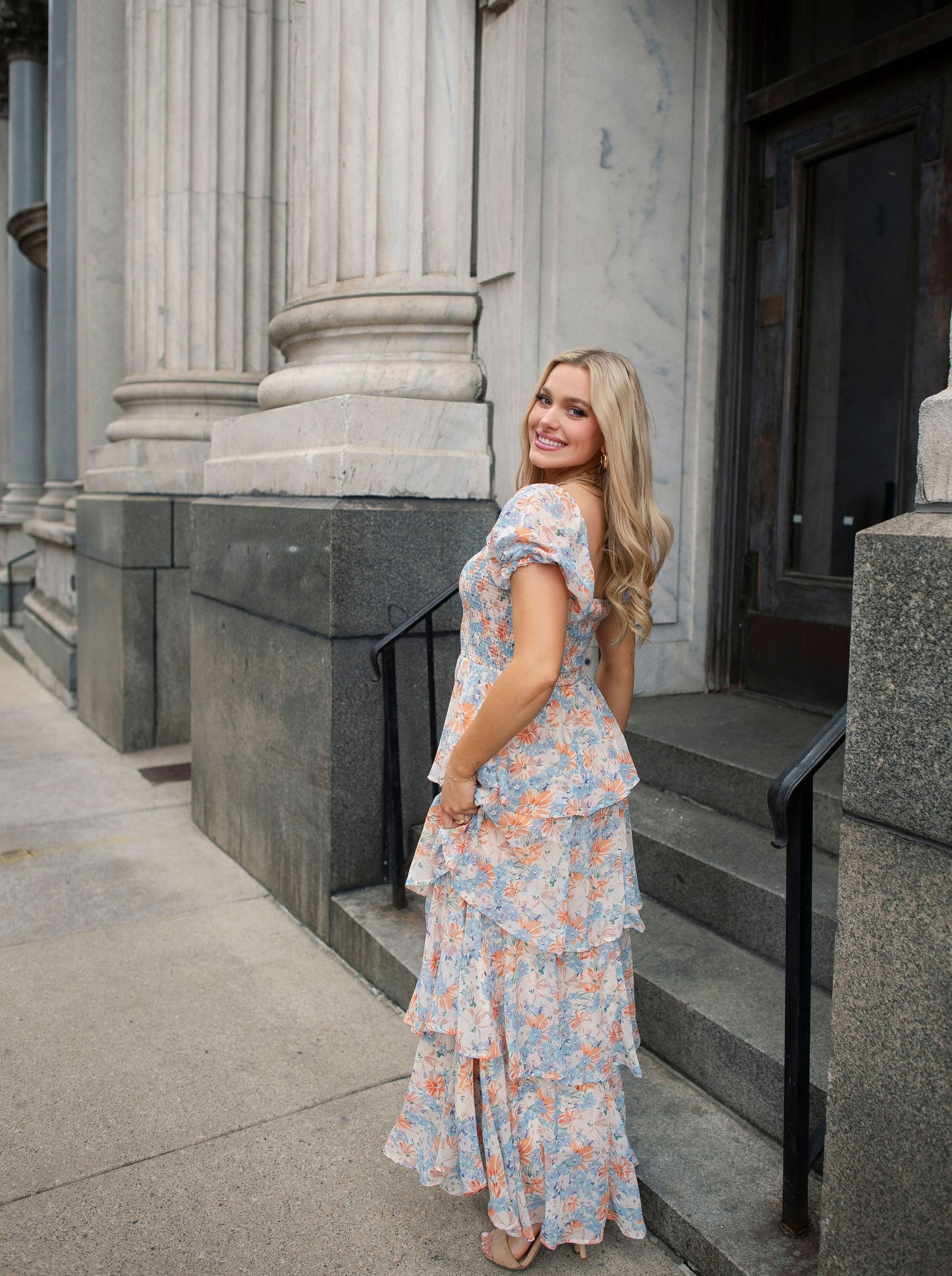 Garden Goddess Orange Floral Dress