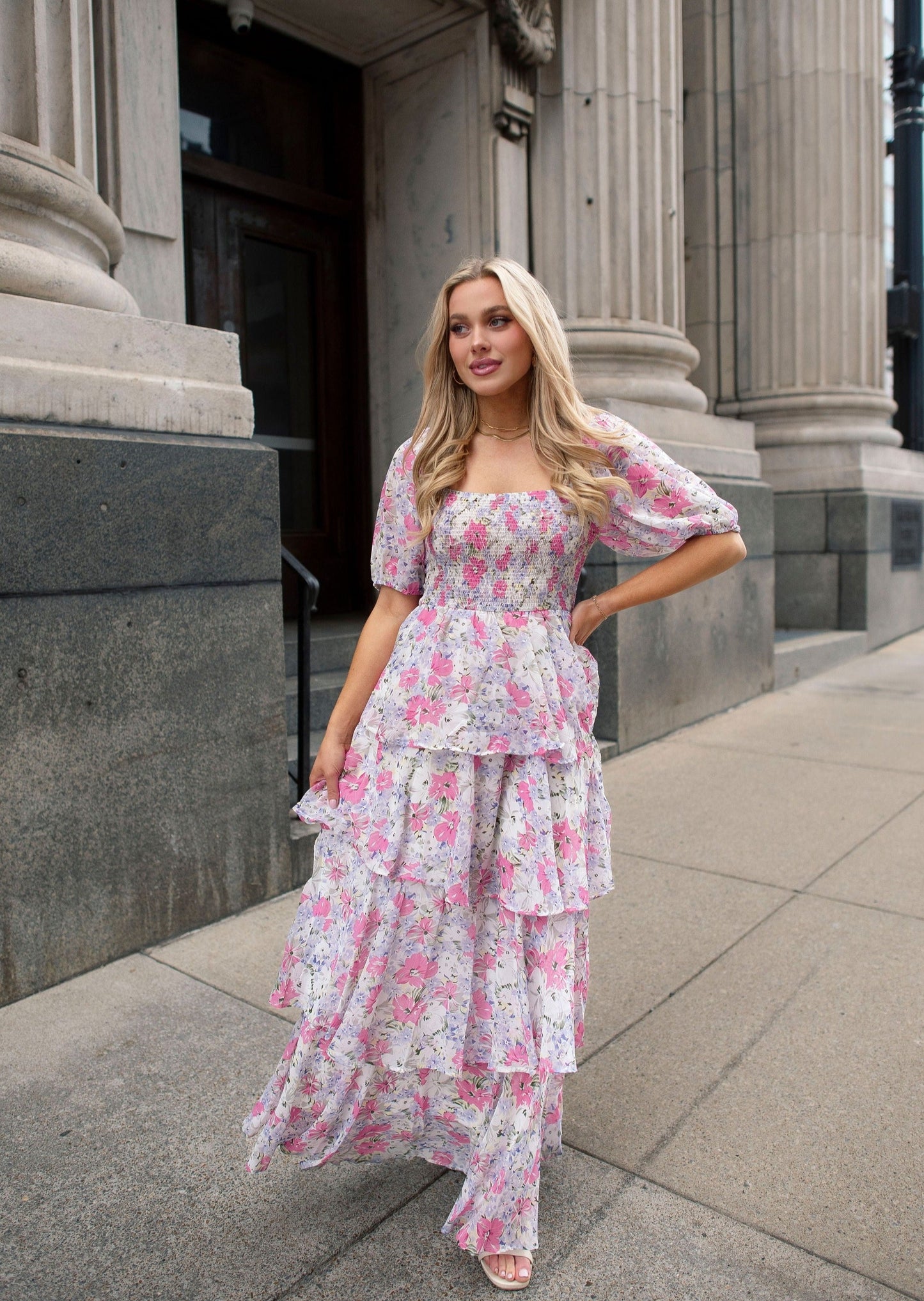 Garden Goddess Pink Maxi Dress