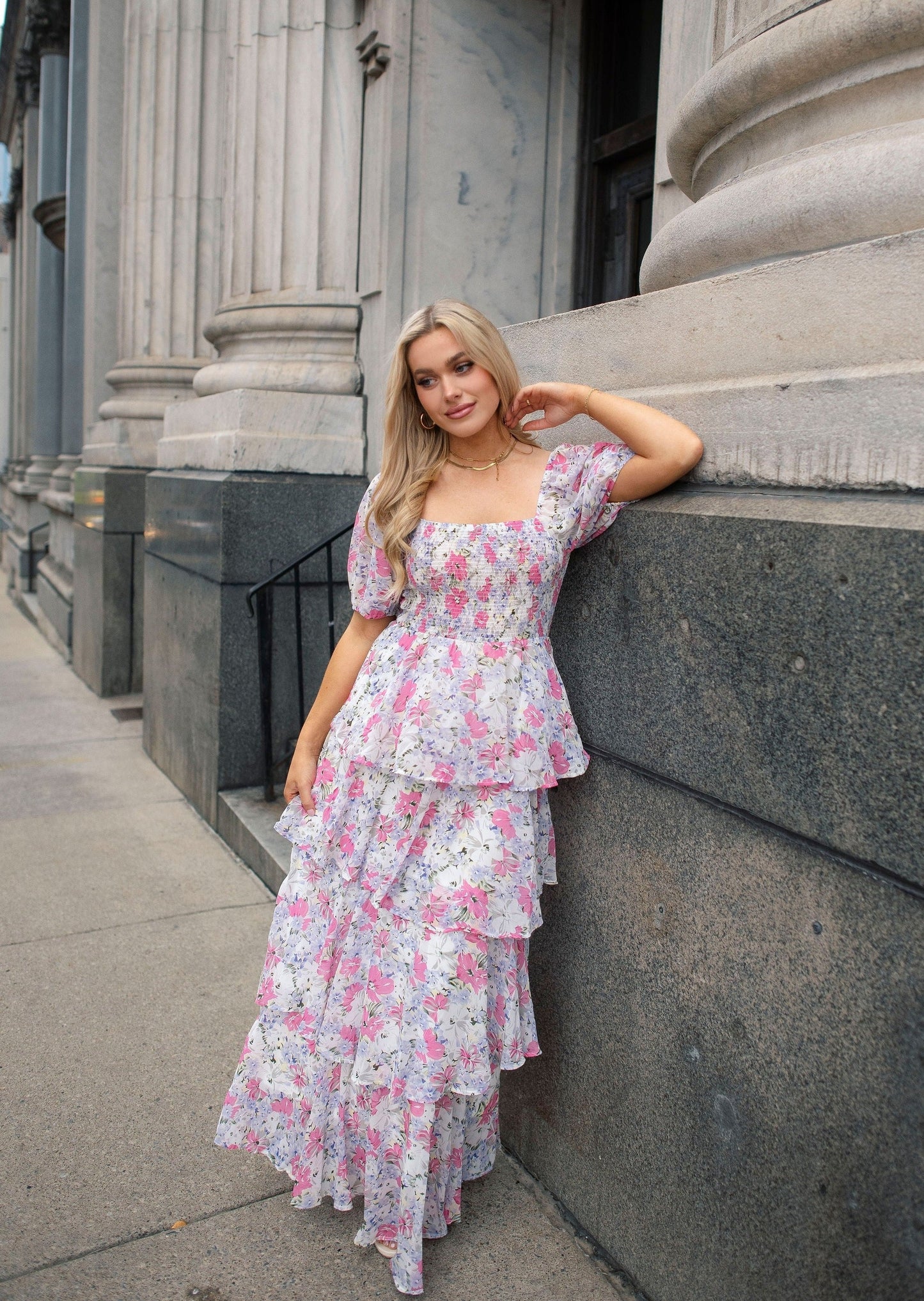 Garden Goddess Pink Maxi Dress