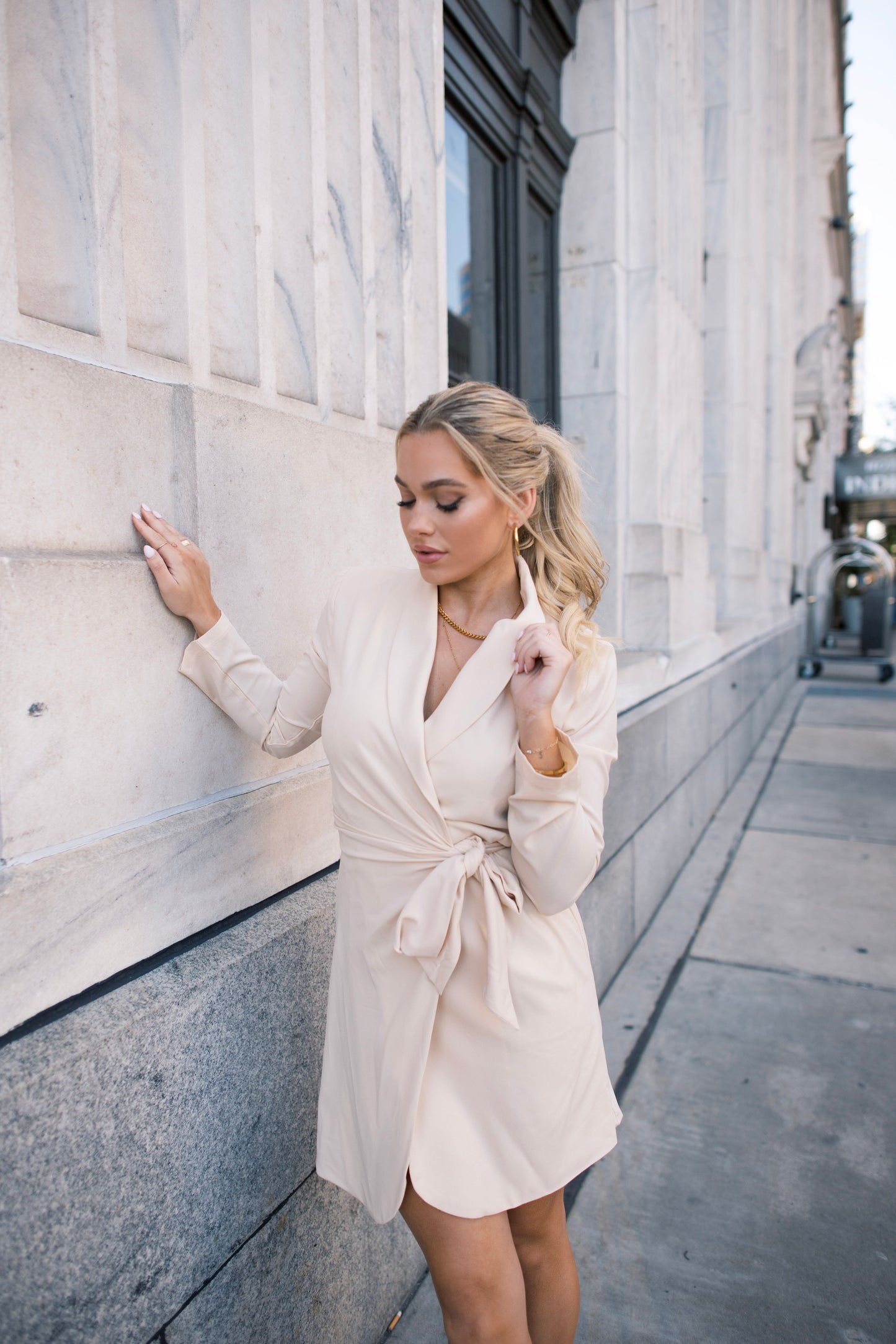 Satin Sway Cream Collared Wrap Dress - FINAL SALE