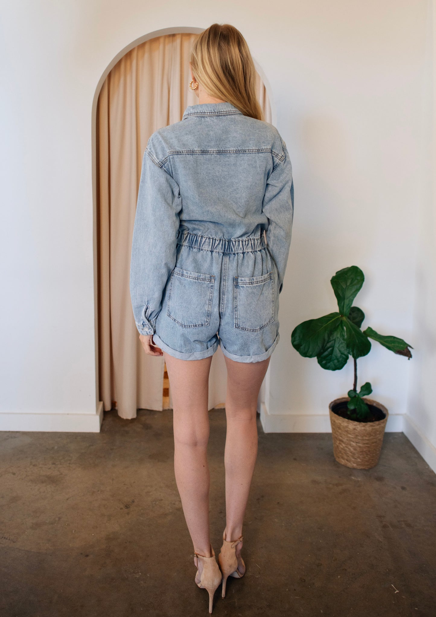 Brooke Medium Wash Utility Romper - FINAL SALE