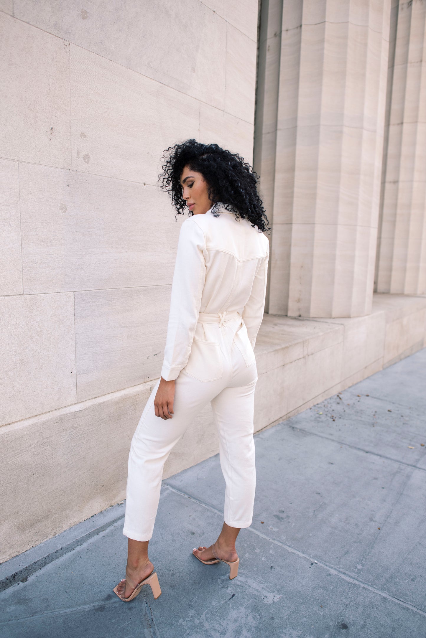 Jump Into Chic Cream Cotton Twill Utility Jumpsuit  - FINAL SALE