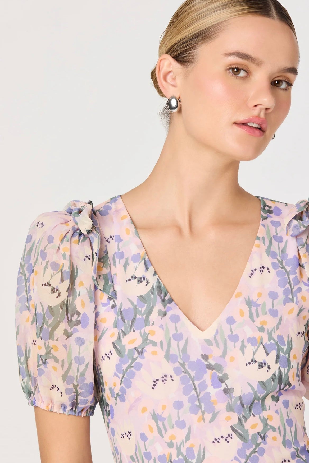 Jessenia Lilac Floral Midi Dress