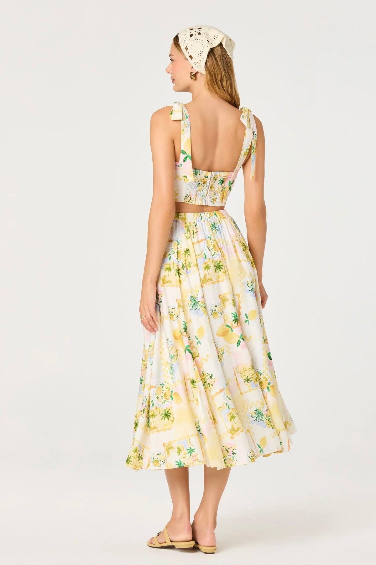Kaleigh Ivory Lemon Print Midi Skirt