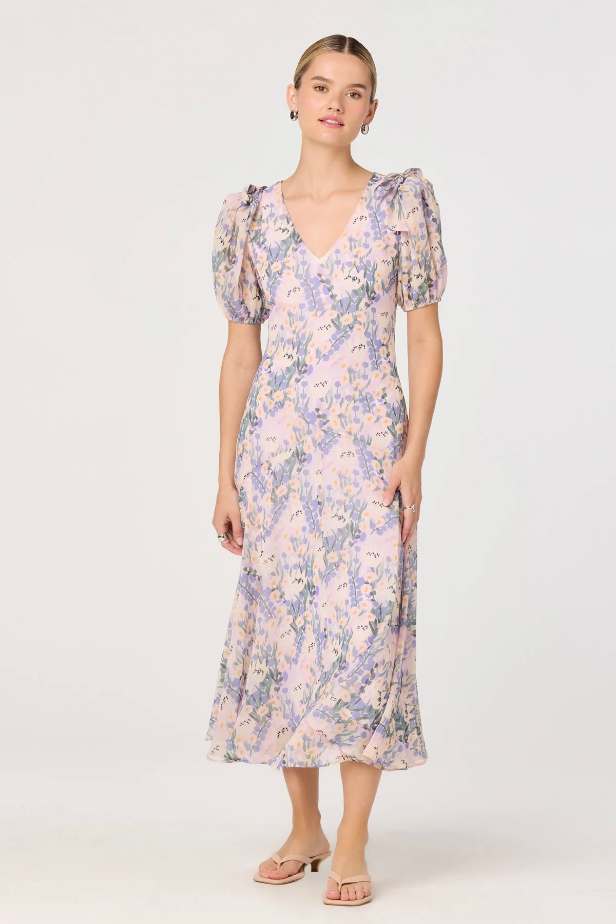 Jessenia Lilac Floral Midi Dress