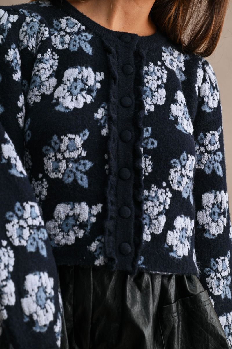 Marennia Navy Floral Cardigan Sweater