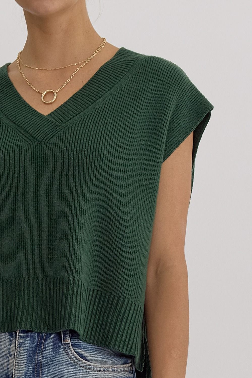 Elyse Green Sweater Vest Top