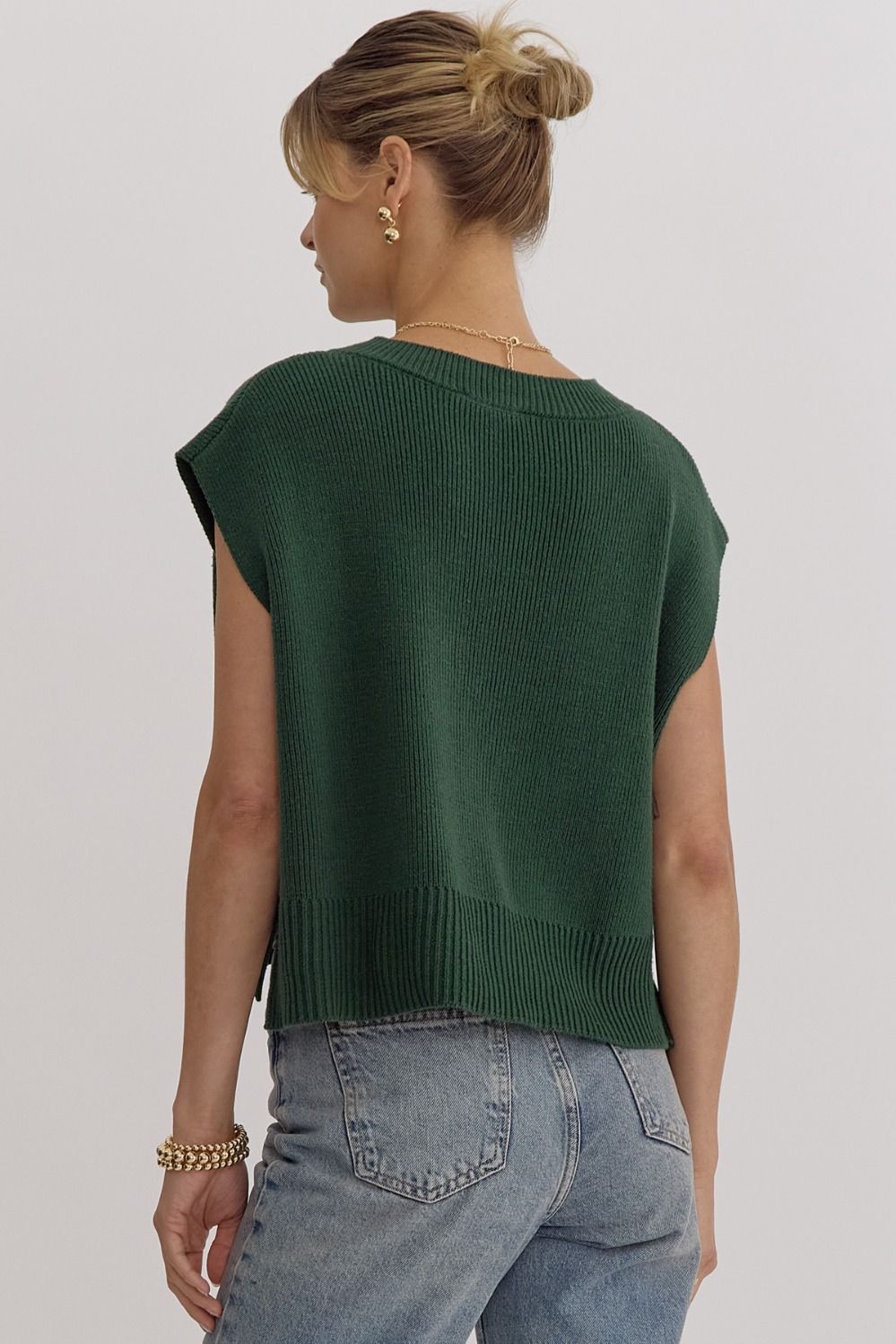 Elyse Green Sweater Vest Top