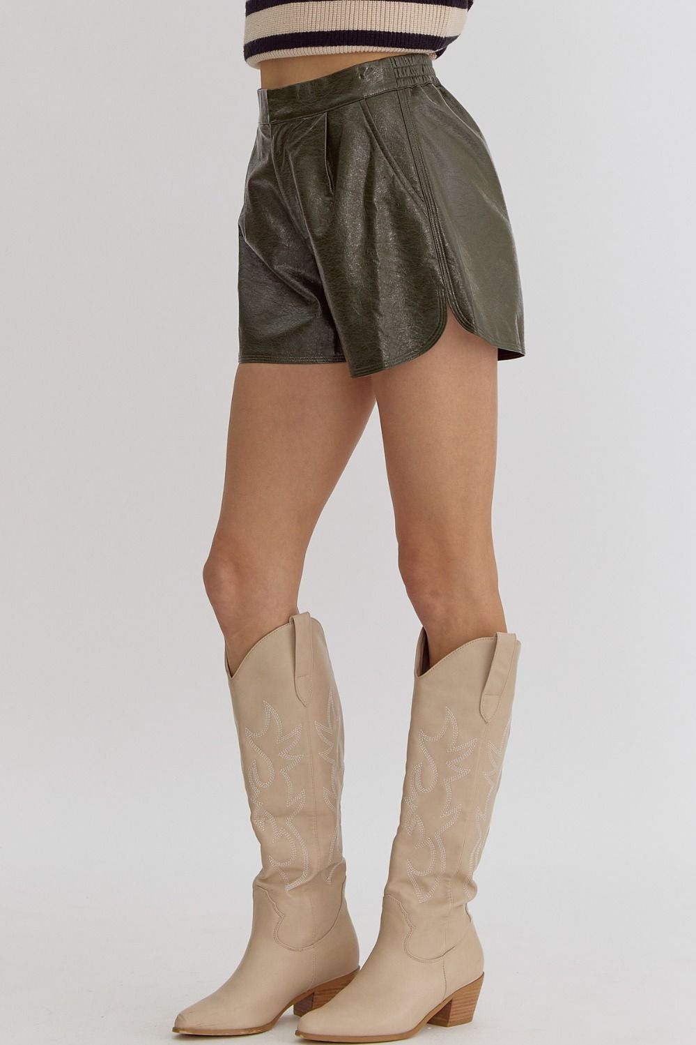 Celeste Green Faux Leather Shorts - FINAL SALE