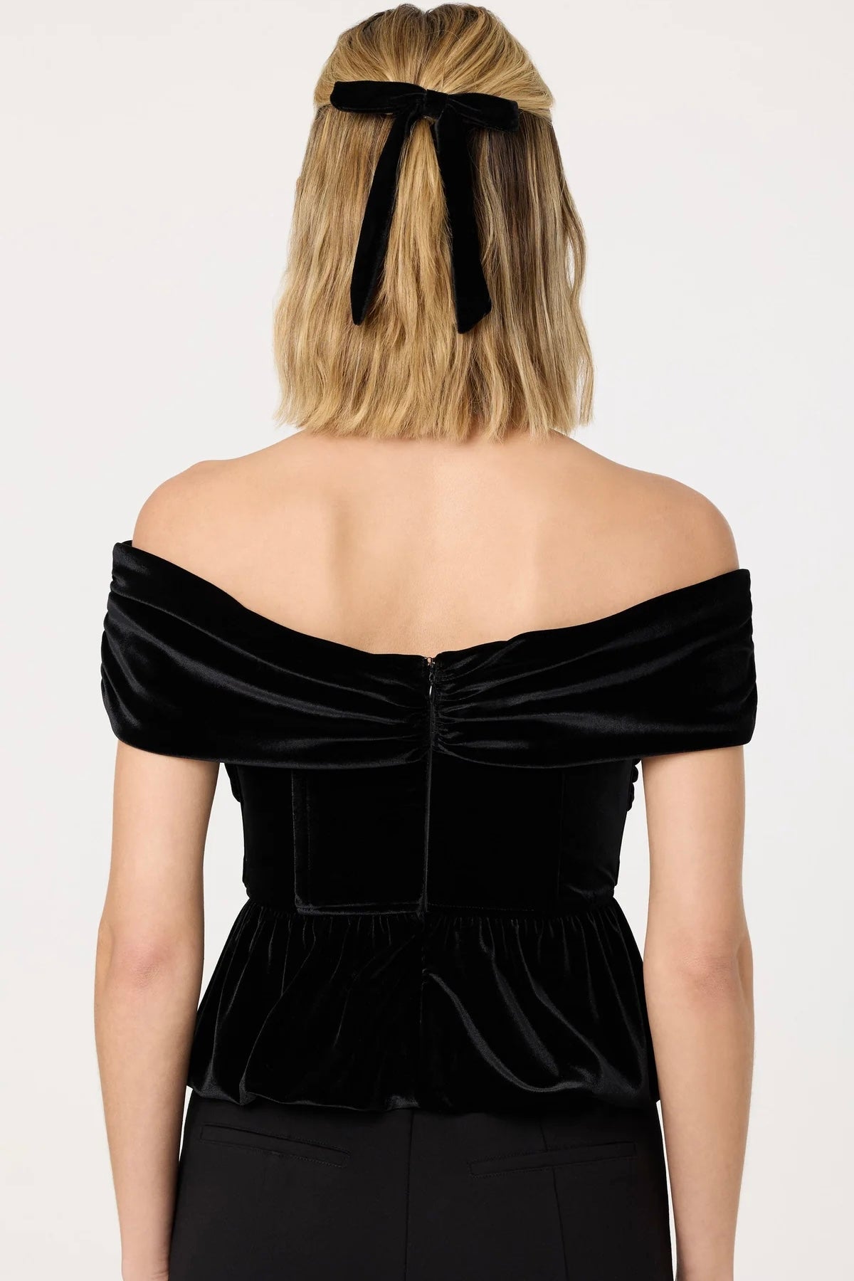 Tenille Black Velvet Off Shoulder Top - FINAL SALE