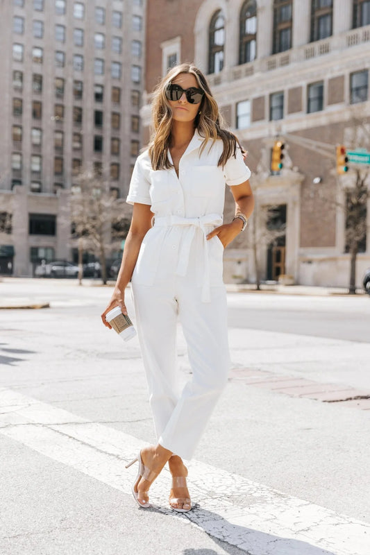 Kendall White Washed Utility Jumpsuit - FINAL SALE